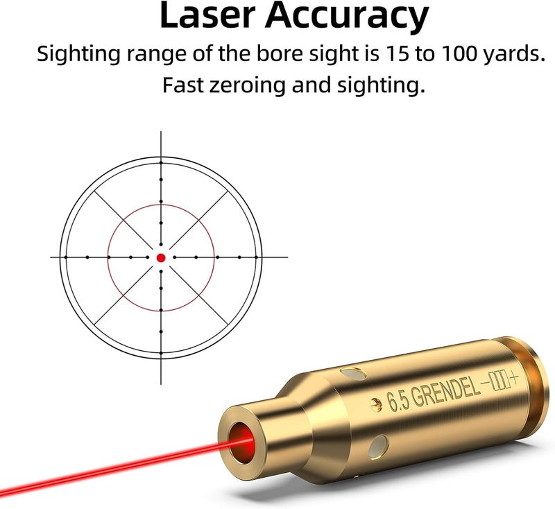 EZshoot 6.5 Laser Bore Sight Red Laser for 6.5CM/6.5Grendel Bore Sighter Laser Boresighter with Sets of Batteries - Image 2